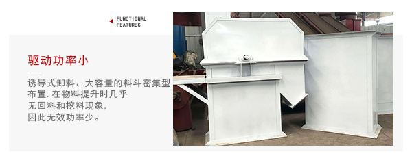 TD型斗式提升機驅(qū)動力小，無回料等特點展示圖。